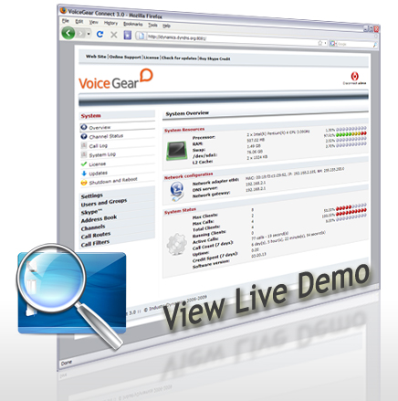 VoiceGear Skype gateway online demo